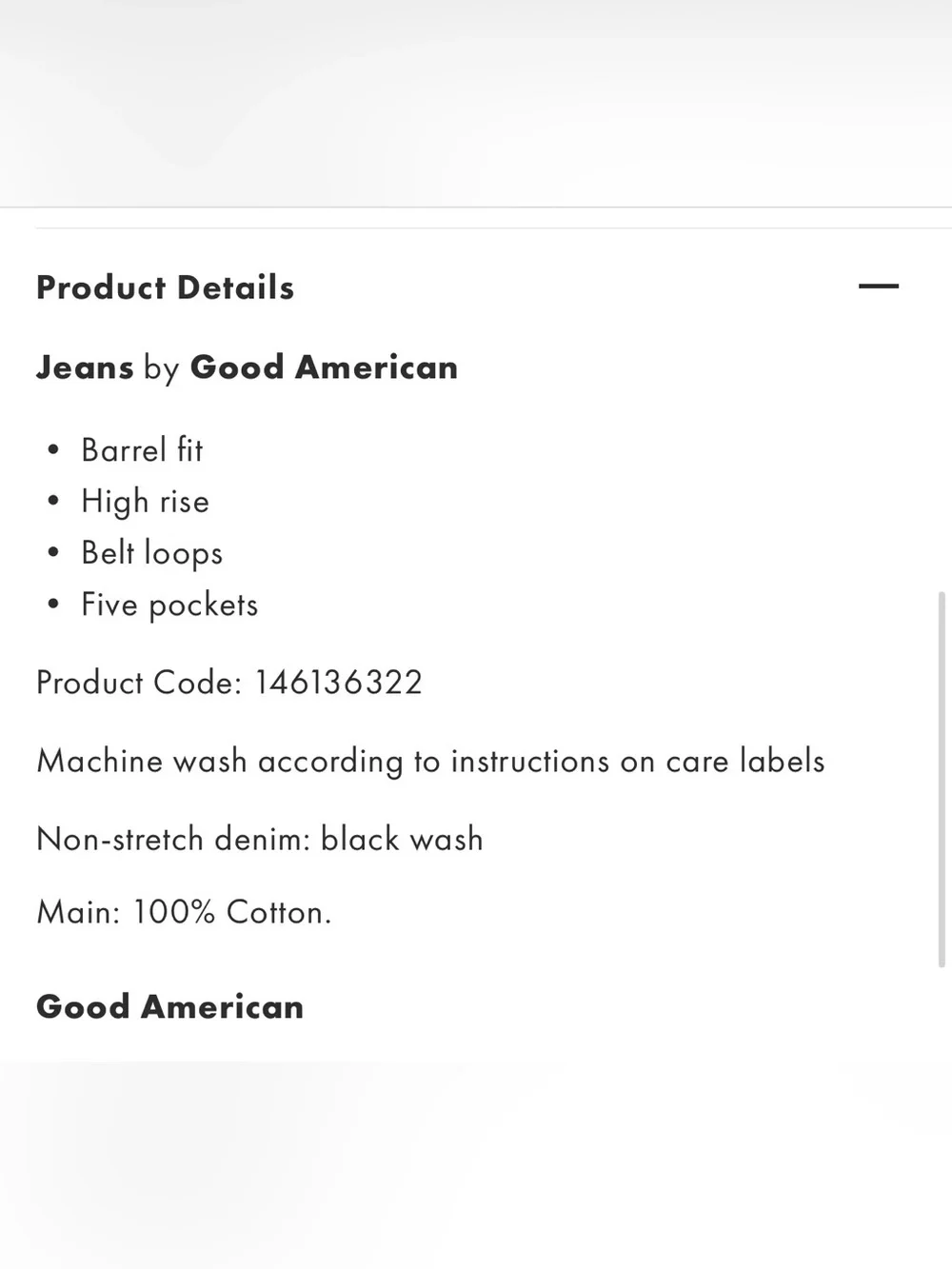 Good American Black Barrel Leg High-Rise Jeans - Picture 4 of 5